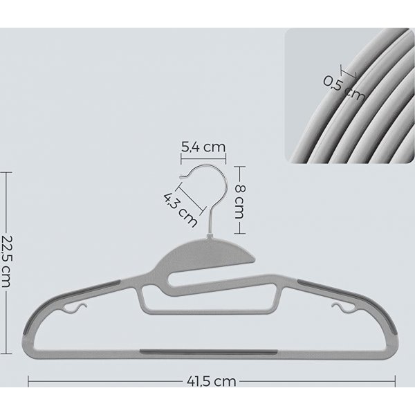 Kleshenger, plast, 41,5 cm, 20-pakning - Gr