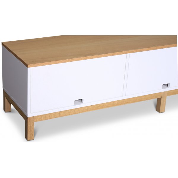 Alvaret mediebenk, 188 cm - Oljet eik/hvit