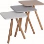 Trippelsett bord 34 x 34 cm - Hvit/cappuccino/gr