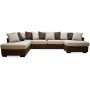 Delux U-sofa med pen ende venstre - Brun/Beige/Vintage