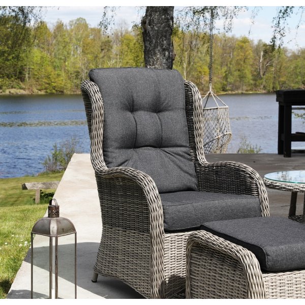 Orleans utemøbelsett med sidebord - Grå sement Orleans utemøbelsett med sidebord - Grå sement