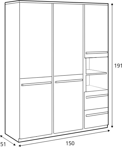 Plano garderobeskap 150 cm - Nash eik/hvit/grå Plano garderobeskap 150 cm - Nash eik/hvit/grå