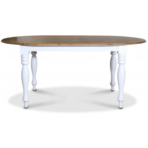 New England ovalt spisebord - Hvit/Brunbeiset + Møbelføtter New England ovalt spisebord - Hvit/Brunbeiset + Møbelføtter