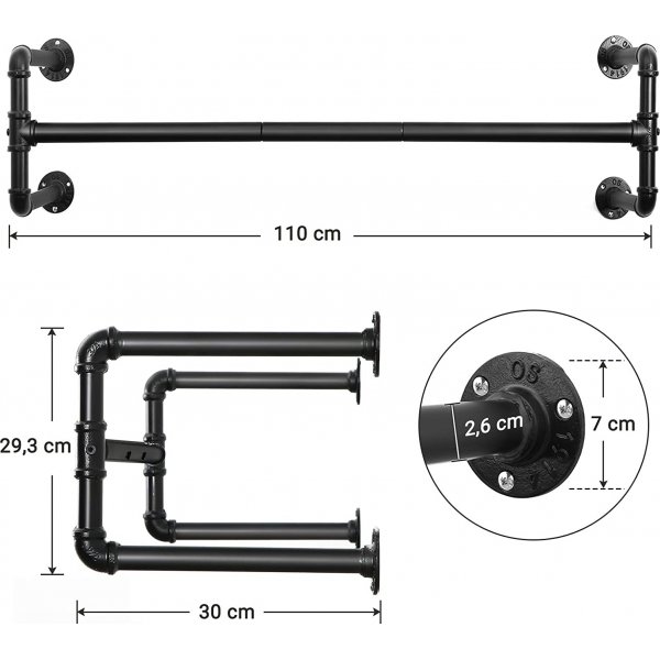 Commander klesstang, 2-pakning - Svart Commander klesstang, 2-pakning - Svart