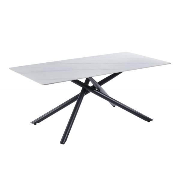 Jupiter spisebord i sintret stein - 180x90 cm - Hvit marmor