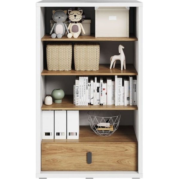 Simi bokhylle 85 cm - Hvit/hickory