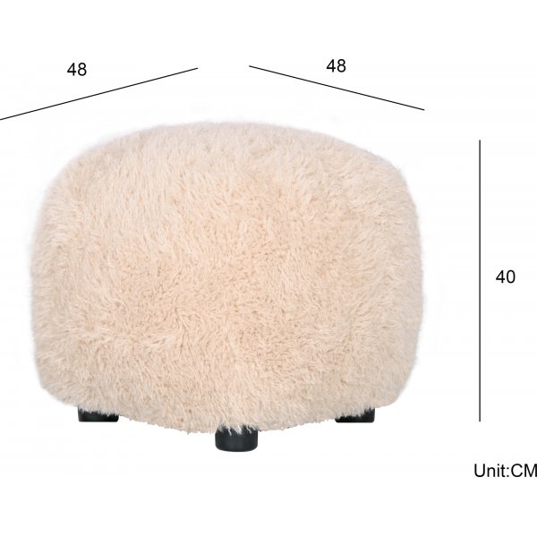 Fluffy puff i beige furry stoff