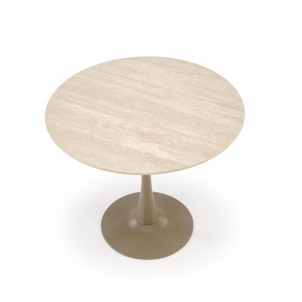 Spisebord rundt 90 cm beige travertin