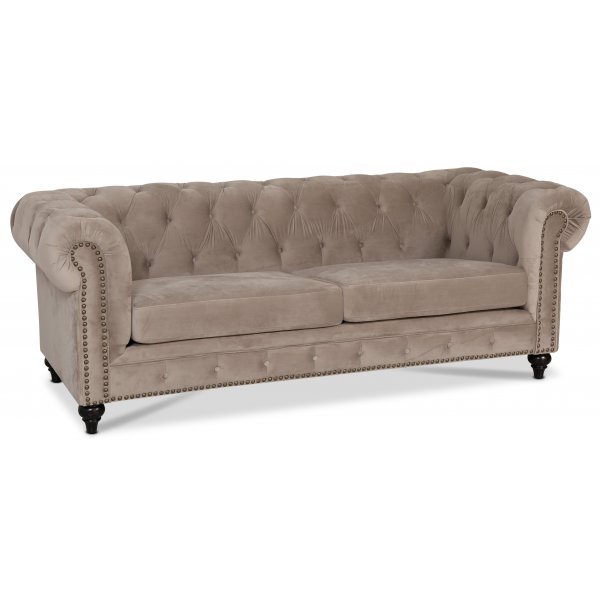 Chesterfield Montgomery 3-seter sofa - Beige fløyel Chesterfield Montgomery 3-seter sofa - Beige fløyel