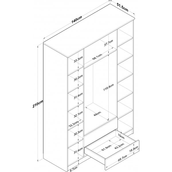 Baden garderobe 12 - Valnøtt/hvit Baden garderobe 12 - Valnøtt/hvit