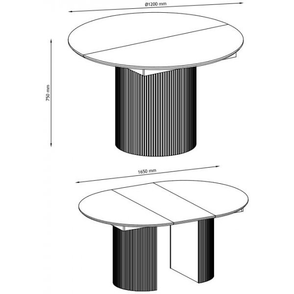 Scarlett spisebord 120-165x120 cm - Brunlakkert eik