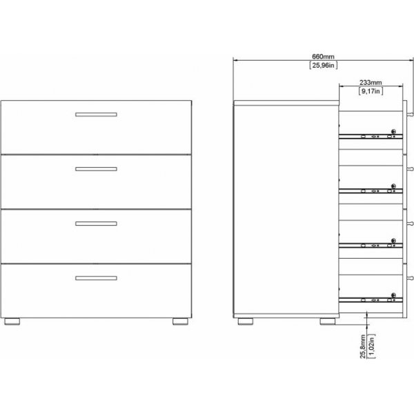 Pepe bred kommode med 4 skuffer - Trøffel Pepe bred kommode med 4 skuffer - Trøffel