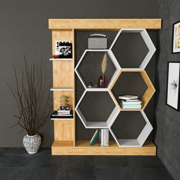 Sueno bokhylle - Hvit/eik Sueno bokhylle - Hvit/eik