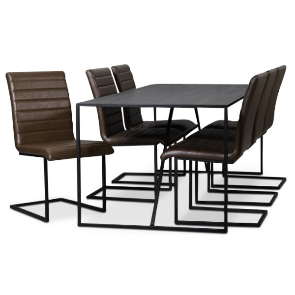 Lazio spisegruppe 195 cm bord med 6 st Lazio stoler - Vintage