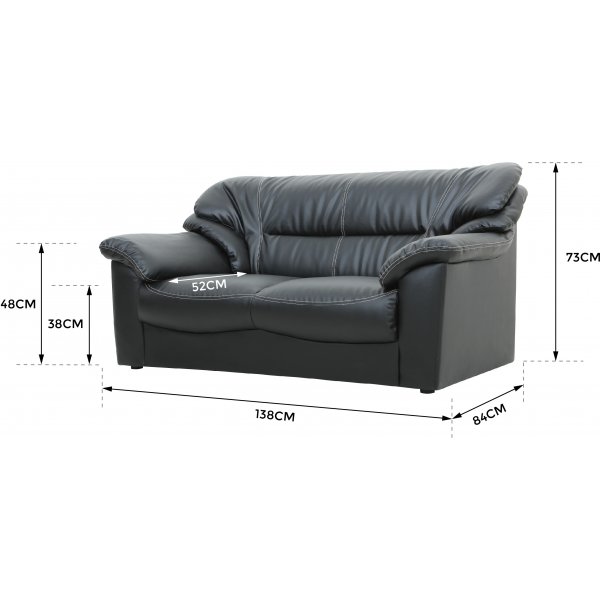 Sofa 2-seter svart kunstskinn - Dominic