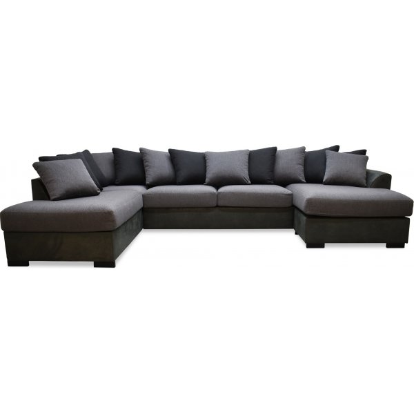 Delux U-sofa med pen ende venstre - Gr/Antrasitt/Vintage
