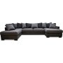 Delux U-sofa med pen ende venstre - Gr/Antrasitt/Vintage