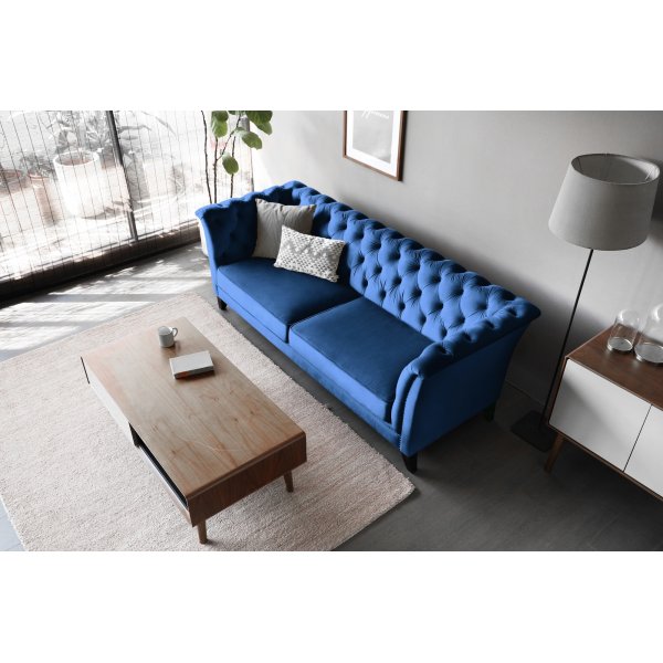 Milton Chesterfield 3-seter sofa - Mørkeblå fløyel + Tekstilrens for møbler Milton Chesterfield 3-seter sofa - Mørkeblå fløyel + Tekstilrens for møbler