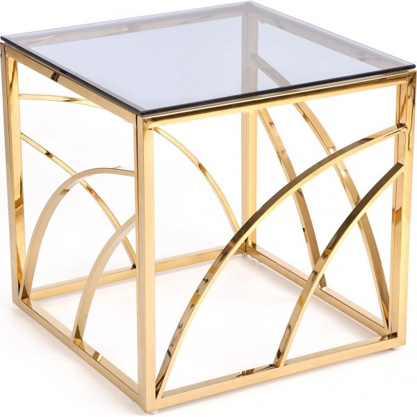 Kosmos salongbord 55 x 55 cm - Rkt glass/gull