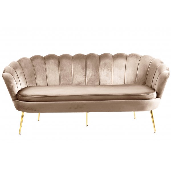 Sofa 3-seter i mørk beige fløyel/messing - Kingsley Sofa 3-seter i mørk beige fløyel/messing - Kingsley