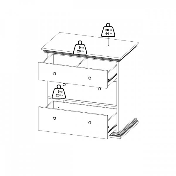 North Kommode med 3 skuffer - Matt svart