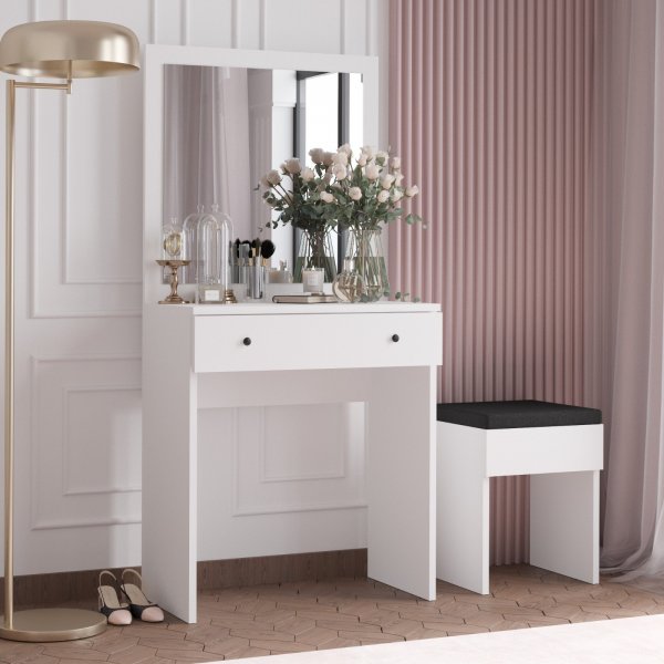 Felix toalettbord med krakk 65 x 35 cm - Hvit Felix toalettbord med krakk 65 x 35 cm - Hvit