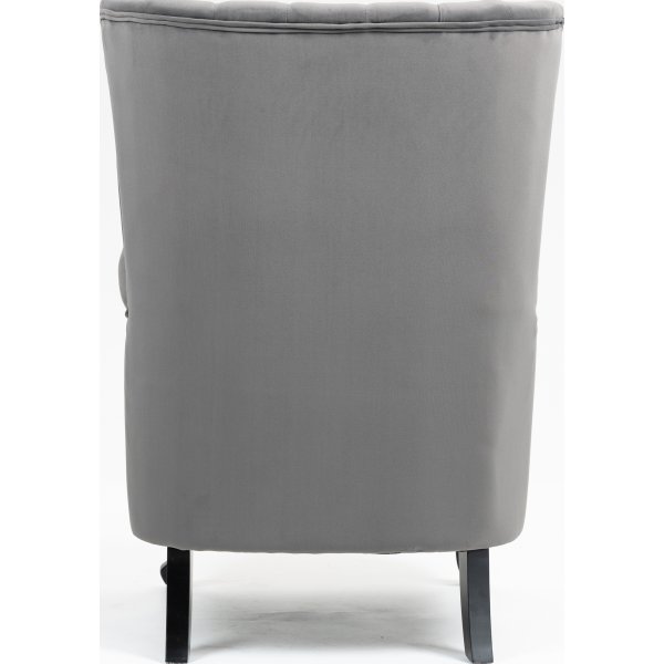 Øreklaff lenestol i grå fløyel Øreklaff lenestol i grå fløyel