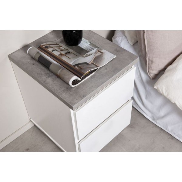 Nattbord Trinidad - Hvit / Betongimitasjon Nattbord Trinidad - Hvit / Betongimitasjon