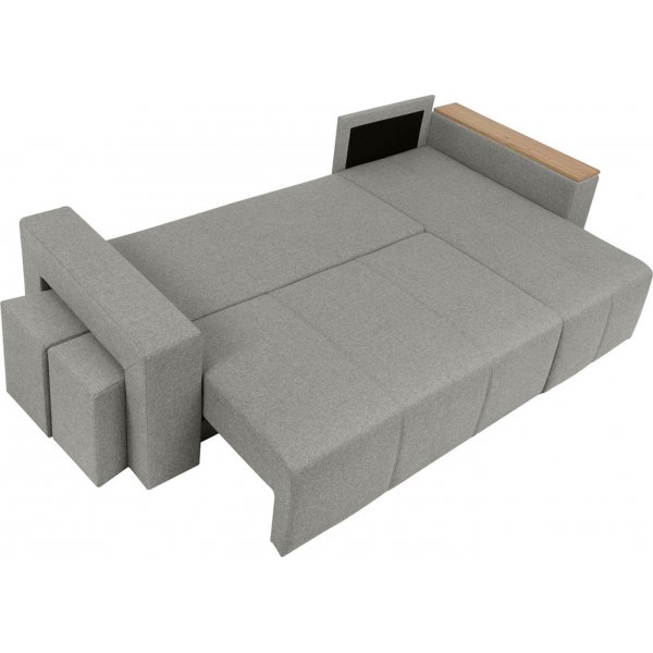 Denvo divan sovesofa med puffer - Grå Denvo divan sovesofa med puffer - Grå