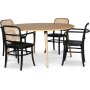 Omni spisegruppe, rundt spisebord 130 cm inkludert 4 stk. Nemis sorte karmstoler - Whitewash