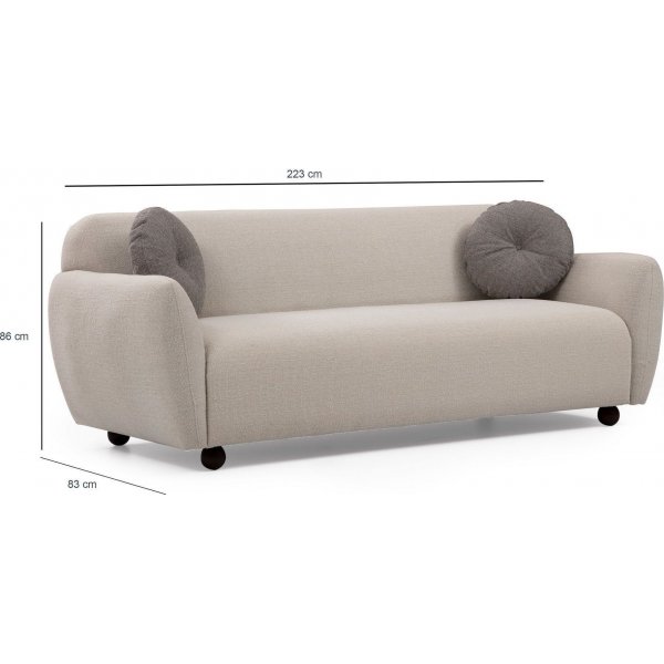 Eddy 3-seters sofa - Krem
