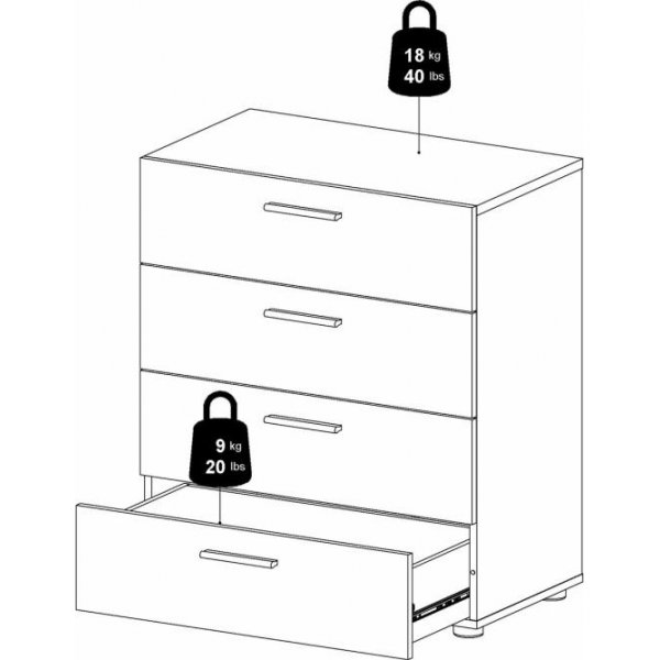Pepe bred kommode med 4 skuffer - Hvit boks Pepe bred kommode med 4 skuffer - Hvit boks