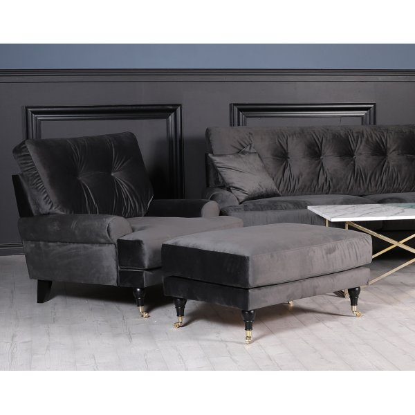 Adena Fotskammel XL - Mørkegrå Fløyel Adena Fotskammel XL - Mørkegrå Fløyel