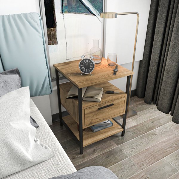 Alba nattbord - Sort/eik Alba nattbord - Sort/eik