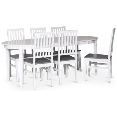 Sandhamn spisegruppe; ovalt spisebord med 6 Fr spisestoler