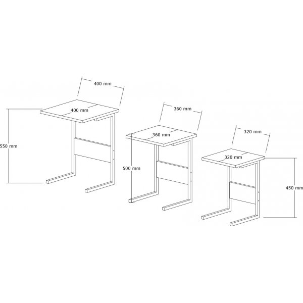 Sali bord 32/36/40 x 32/36/40 cm - Svart/mørk brun Sali bord 32/36/40 x 32/36/40 cm - Svart/mørk brun