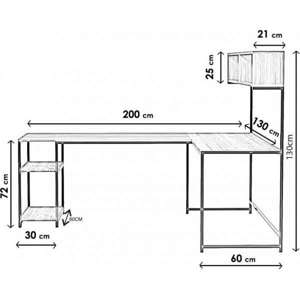 Casino hjørneskrivebord - Valnøtt Casino hjørneskrivebord - Valnøtt