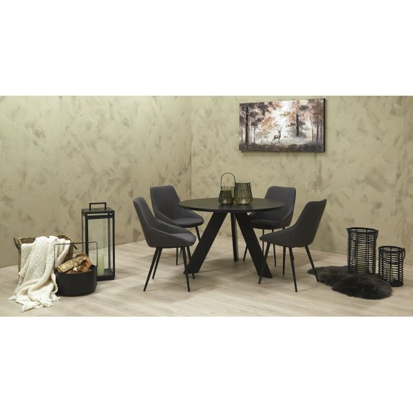 Fiona rundt spisebord 120 cm - Svartbeiset eikefiner Fiona rundt spisebord 120 cm - Svartbeiset eikefiner