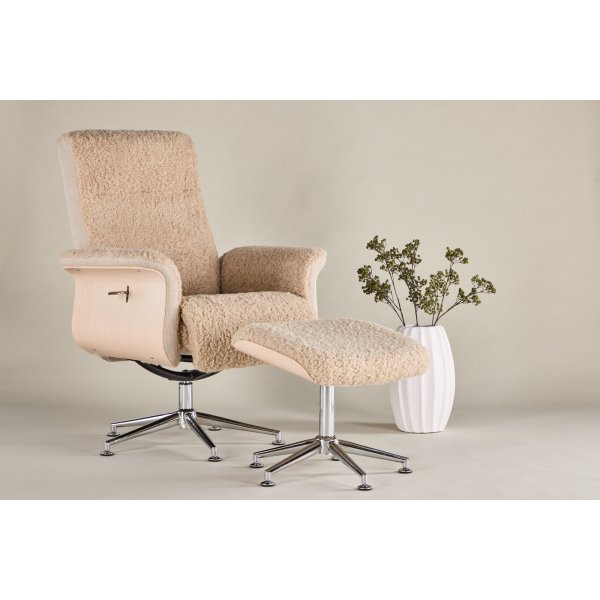 Hagön hvilestol med fotskammel - Whitewash + Flekkfjerner for møbler Hagön hvilestol med fotskammel - Whitewash + Flekkfjerner for møbler