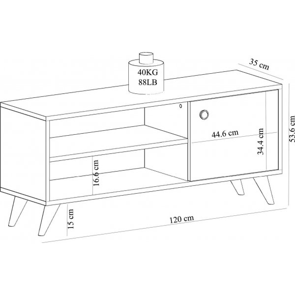 Athena mediebenk - Safir/eik/hvit