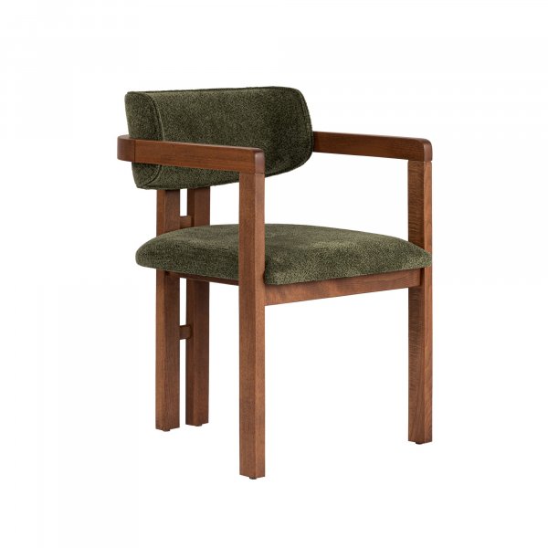 Lenestol Torpin i grønn chenille og valnøtt Lenestol Torpin i grønn chenille og valnøtt