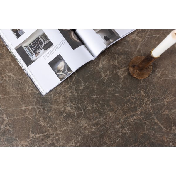 Salongbord Rogaland 100 x 100 cm - Brunt treverk med brunt marmorutseende