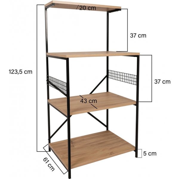 Anemon hylle - Svart/furu