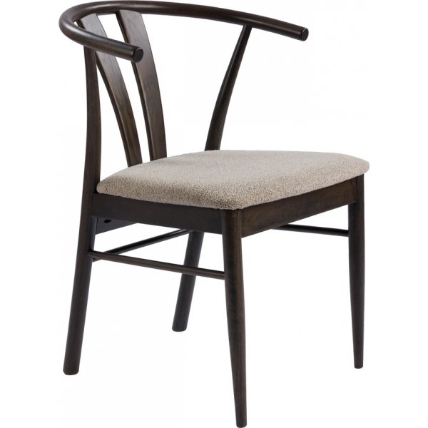 Jive brunbeiset spisestuestol med pute i beige boucl