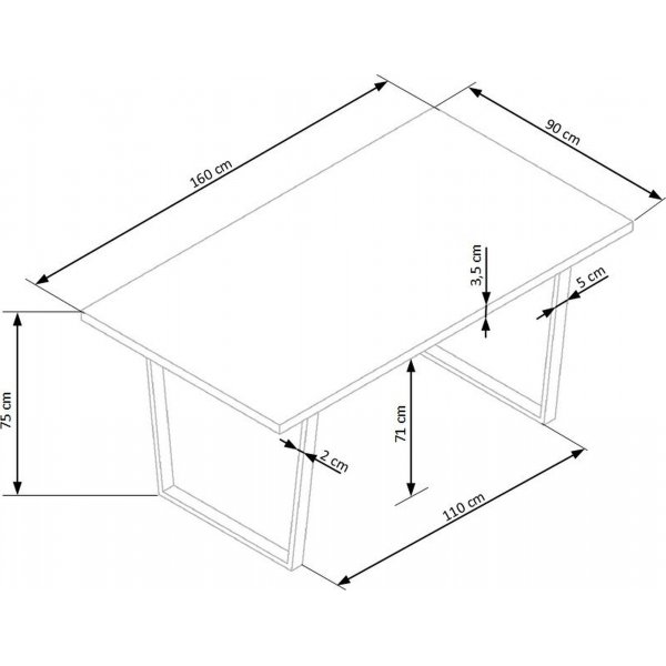 Gentofte spisebord 160 cm - Eik/sort