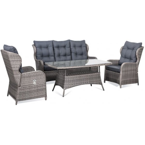 Orleans utem�belgruppe h�y rygg med recliner (3+1+1) - Gr� kunstrotting