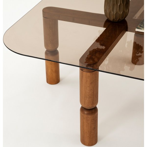 Kei salongbord 80 x 80 cm - Valnøtt/bronse Kei salongbord 80 x 80 cm - Valnøtt/bronse