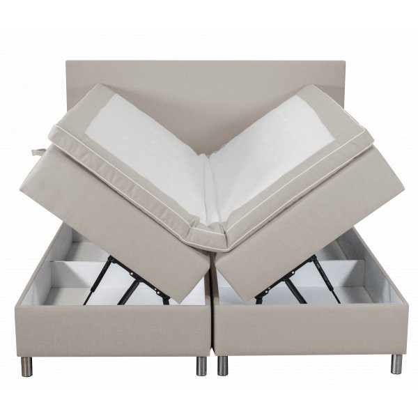 Seng 160x200 cm med oppbevaringsboks, beige