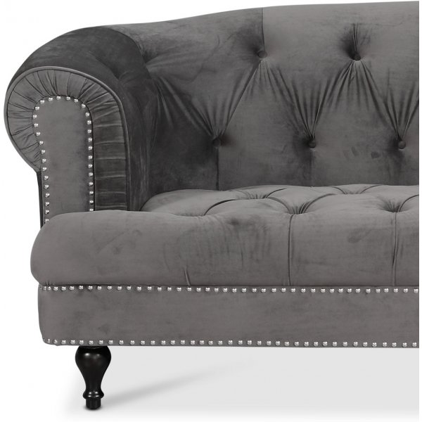 Chesterfield Winston 3-seters sofa - Grå fløyel Chesterfield Winston 3-seters sofa - Grå fløyel