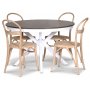Skagen spisegruppe; rundt spisebord 120 cm - Hvit / brunbeiset eik med 4 stk Danderyd No.16 stoler whitewash